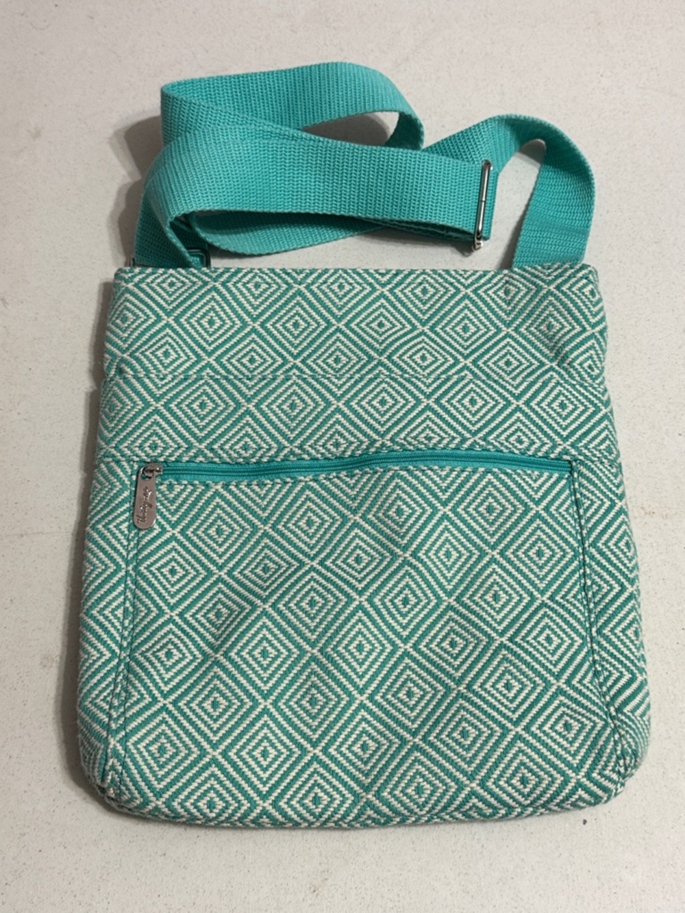 thirty-one Teal Diamond-Pattern Crossbody Bag